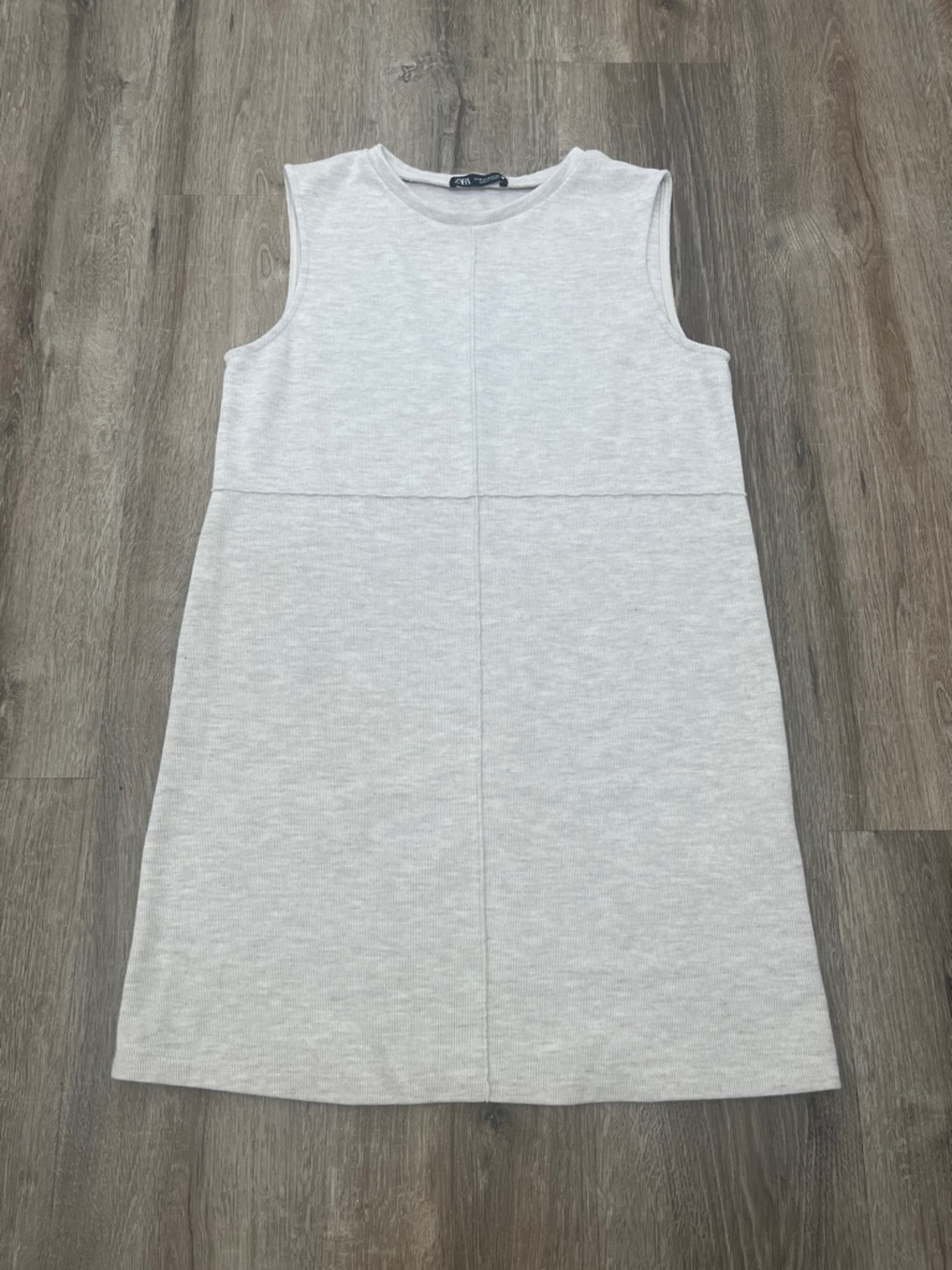 Zara Basic Seamed Mini Dress in Beige